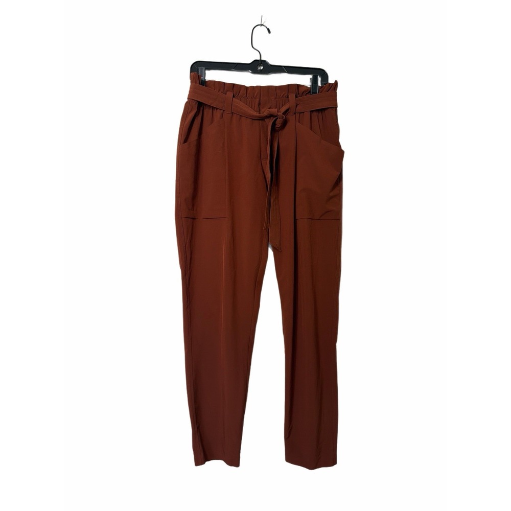 Athleta Skyline Pant Womens 8 Spiced Cabernet Brown Paperbag Waist Tapered